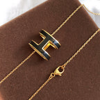 [Luxe]Collier HM CLIC en or et émail noir