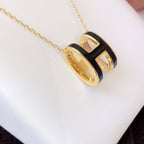 [Luxe]Collier HM CLIC en or et émail noir