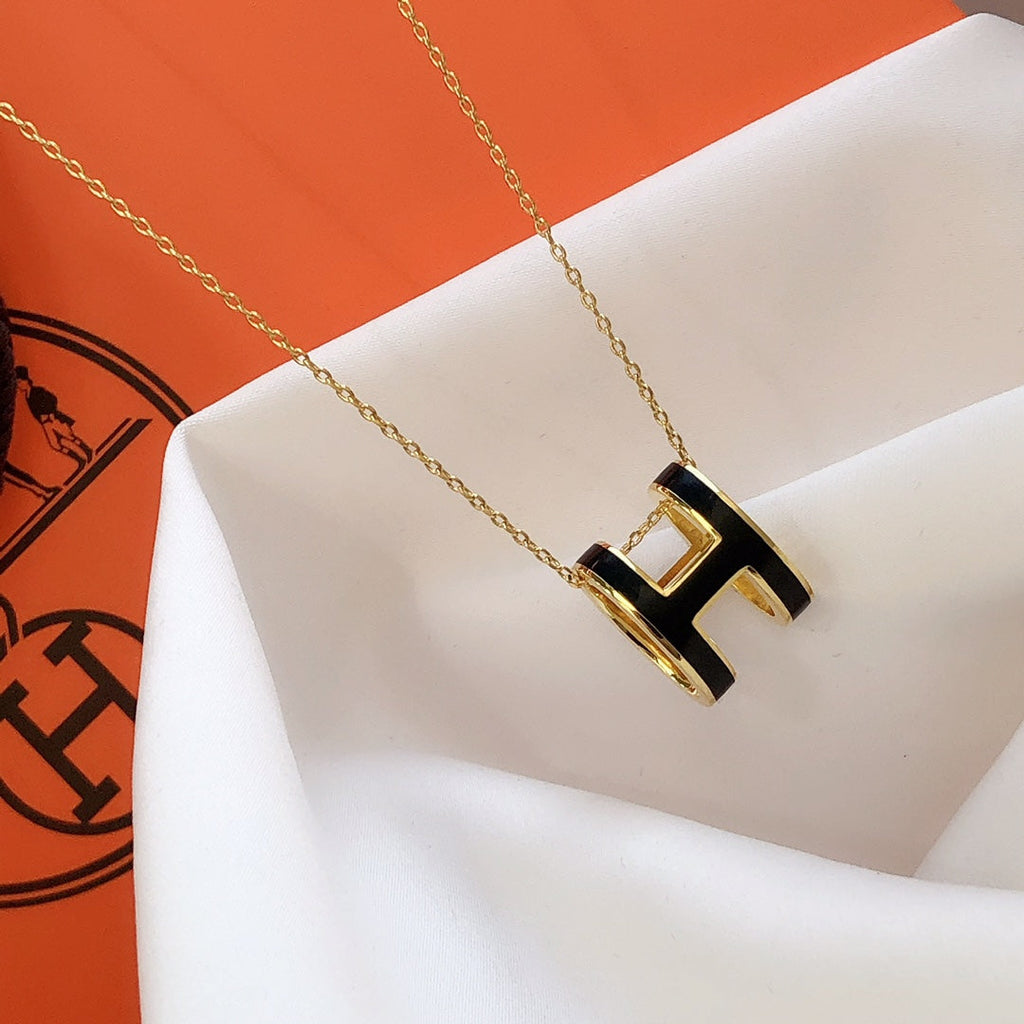 [Luxe]Collier HM CLIC en or et émail noir