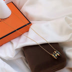 [Luxe]Collier HM CLIC en or et émail noir