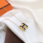[Luxe]Collier HM CLIC en or et émail noir