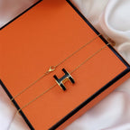 [Luxe]Collier HM CLIC en or et émail noir