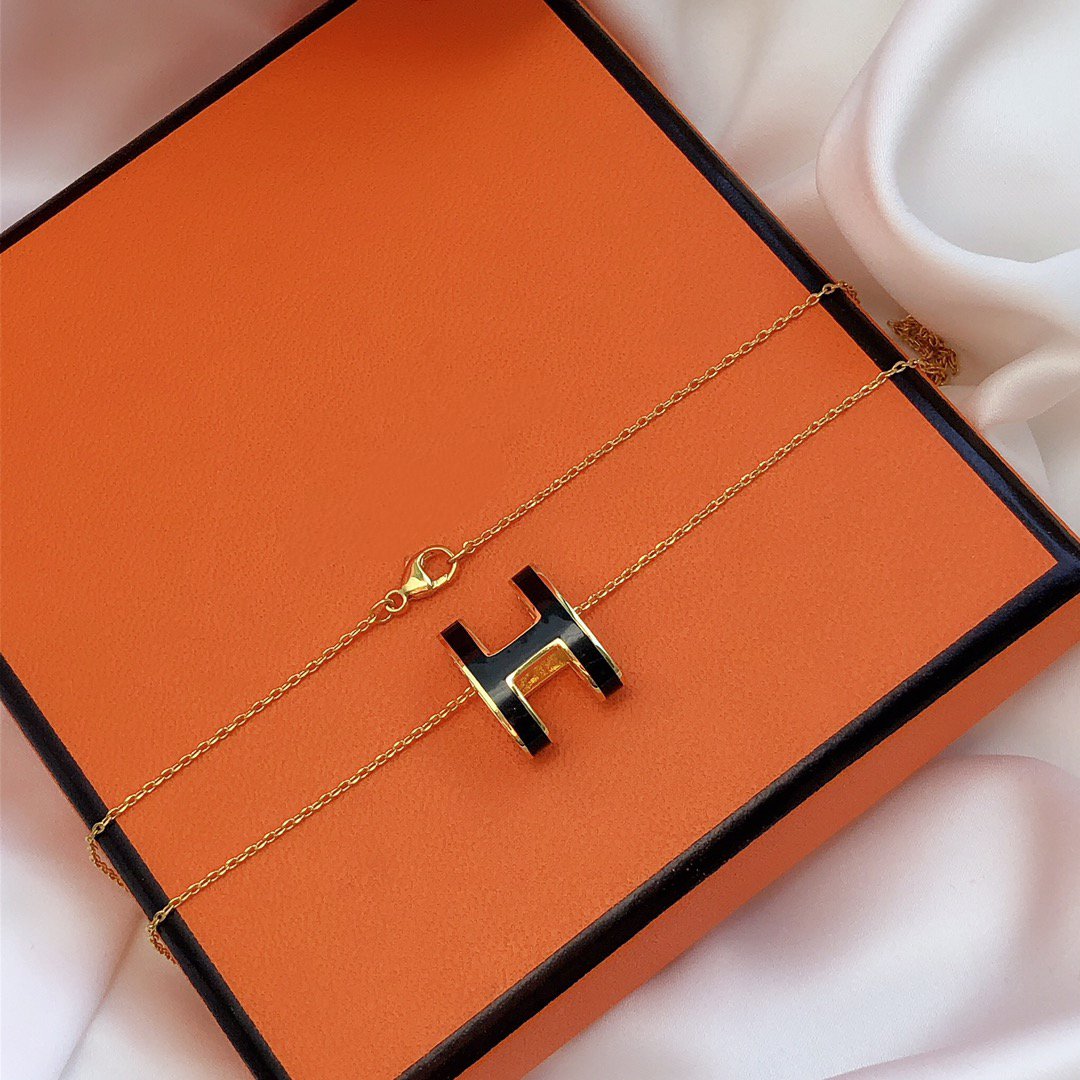 [Luxe]Collier HM CLIC en or et émail noir