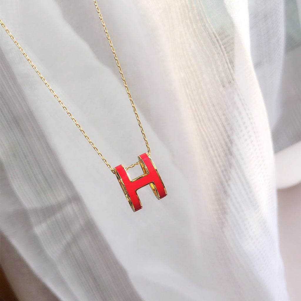 [Luxe]HM CLIC レッドエナメルゴールドネックレス