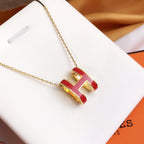 [Luxe]HM CLIC レッドエナメルゴールドネックレス