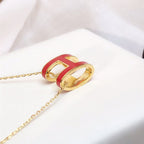 [Luxe]HM CLIC レッドエナメルゴールドネックレス