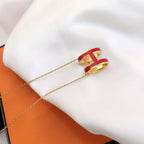 [Luxe]HM CLIC レッドエナメルゴールドネックレス