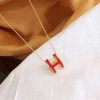 [Luxe]HM CLIC レッドエナメルゴールドネックレス