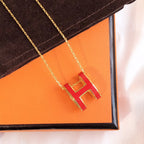 [Luxe]HM CLIC レッドエナメルゴールドネックレス