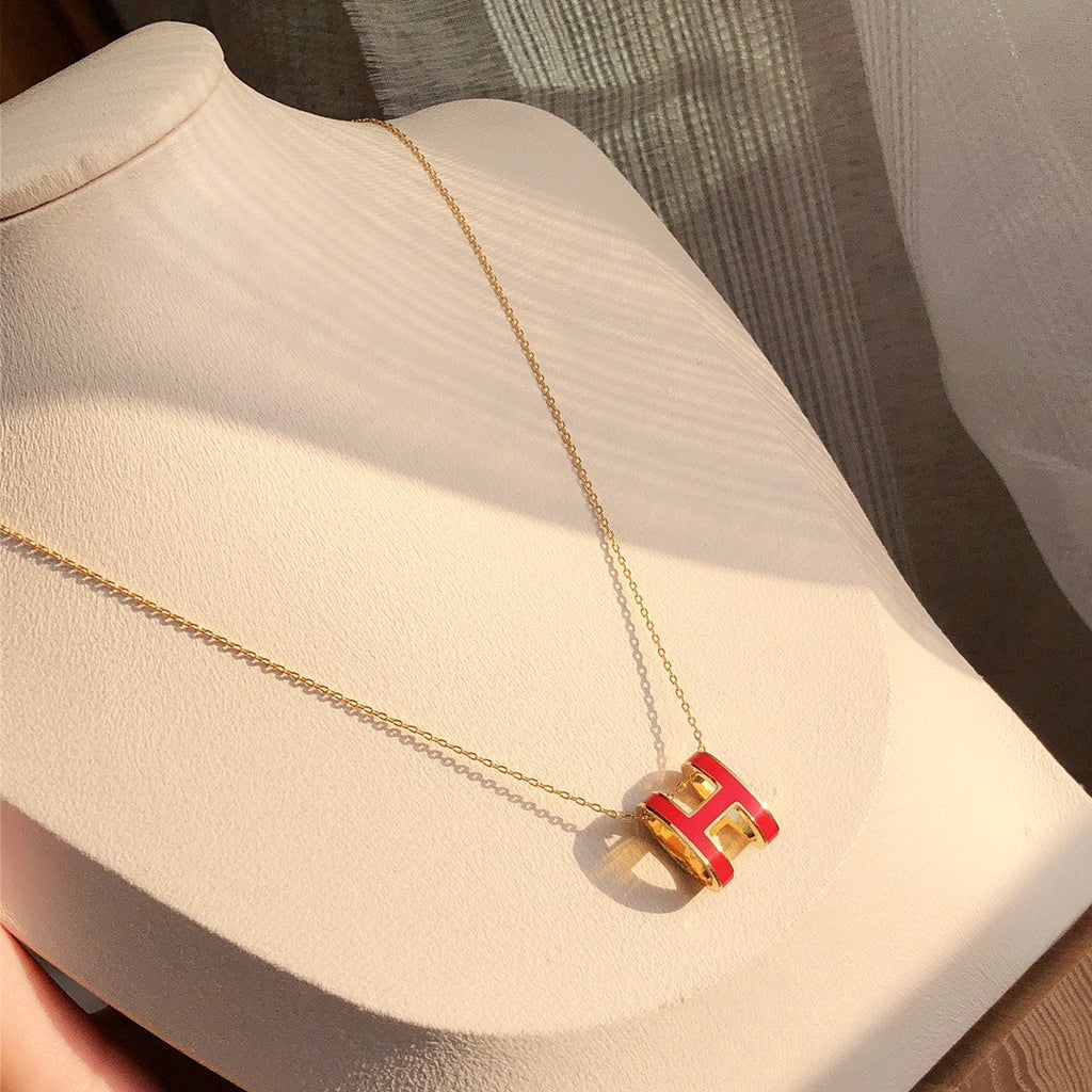 [Luxe]HM CLIC レッドエナメルゴールドネックレス