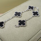 [LUXE]Clover & Love Sliver 2-Piece Bracelet Stack Set