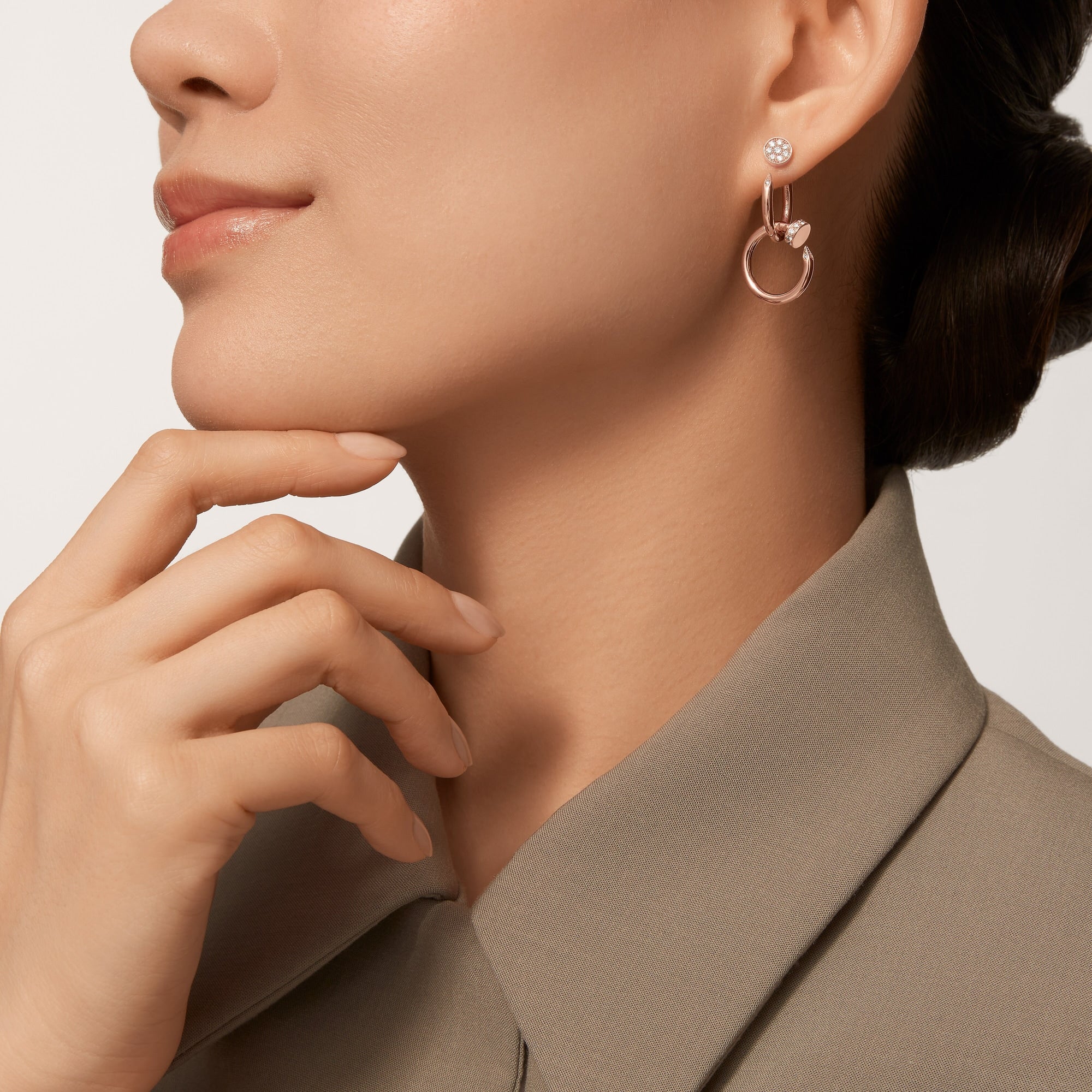 [Luxe Jewelry]JUSTE HALF DIAMOND DOUBLE EARRINGS
