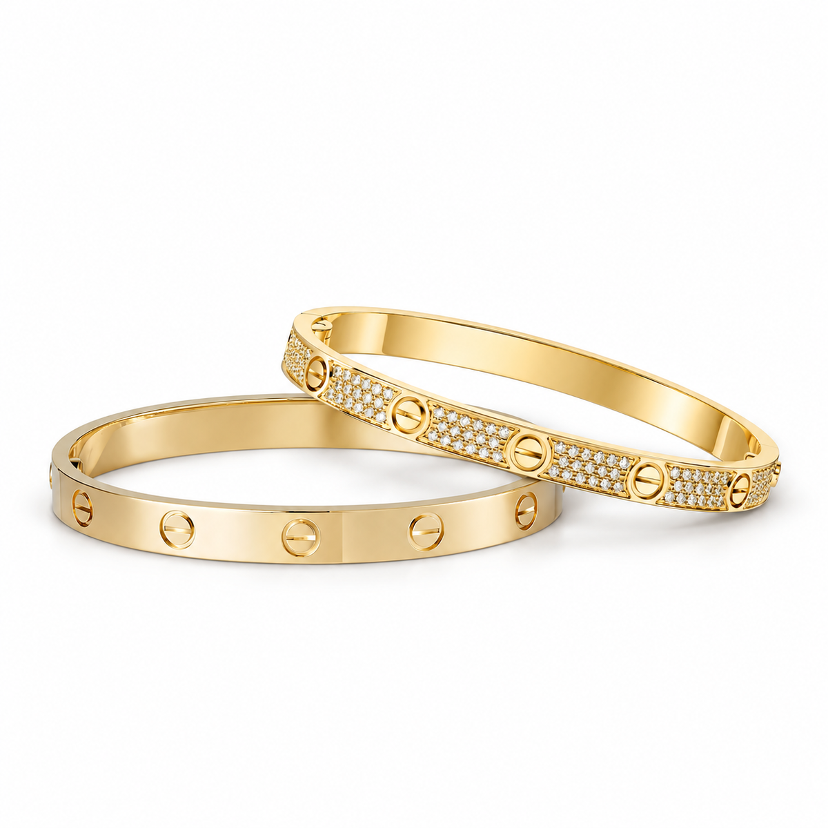 [LUXE] LOVE  Classic & Diamond-Paved Bracelet Stack Set