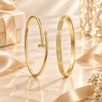 [LUXE] JUSTE Diamond & LOVE Diamond-Paved Bracelet Stack Set