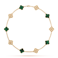 [Luxe]CLOVER 10 MOTIFS MALACHITE DIAMOND NECKLACE