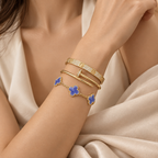 [LUXE] LOVE & JUSTE & Blue Veins Clover 5-Motif Diamond Bracelet Stack Set