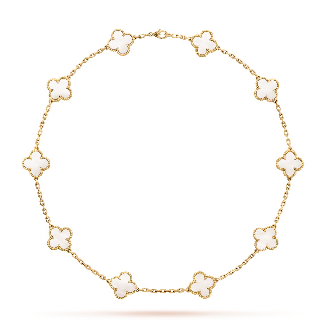 [Luxe]CLOVER 10 MOTIFS WHITE MOTHER OF PEARL NECKLACE