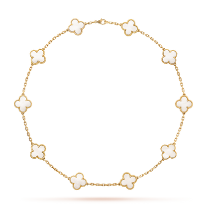 [Luxe]CLOVER 10 MOTIFS WHITE MOTHER OF PEARL NECKLACE