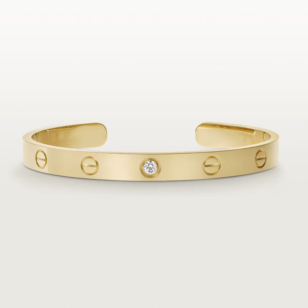 [Luxe Jewelry]LOVE BRACELET 6.1MM 1 DIAMOND OPEN CUFF