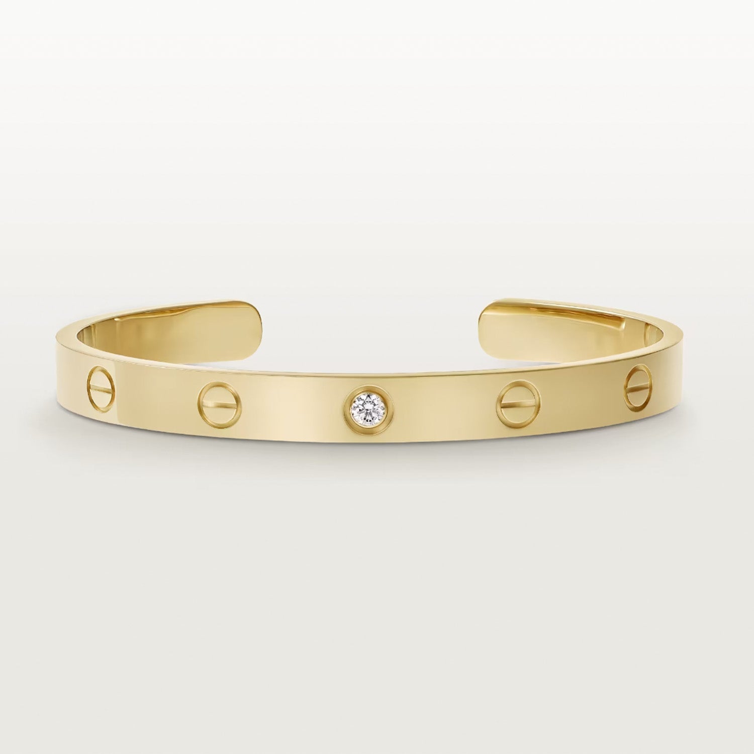 [Luxe Jewelry]LOVE BRACELET 6.1MM 1 DIAMOND OPEN CUFF