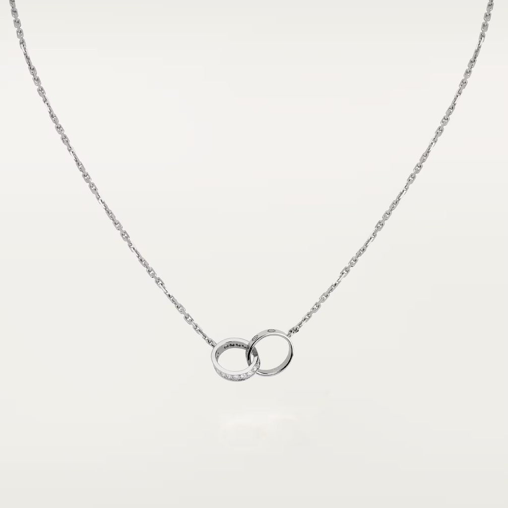 [Luxe Jewelry]LOVE DOUBLE RING HALF DIAMOND NECKLACE