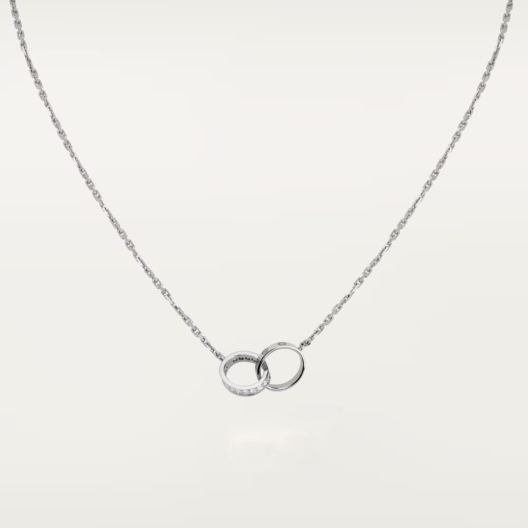 [Luxe Jewelry]LOVE DOUBLE RING HALF DIAMOND NECKLACE