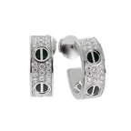 [Luxe Jewelry]LOVE CERAMIC DIAMOND PAVED SILVER EARRINGS