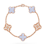 [Luxe] CLOVER 5 MOTIF PURPLE CHALCEDONY BRACELET COLLECTION