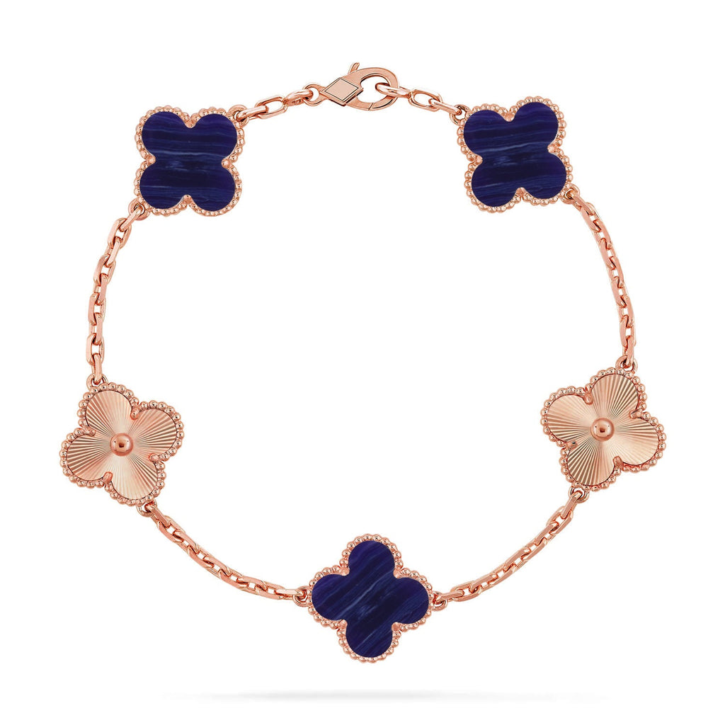 [Luxe]CLOVER 5 MOTIF PURPLE STRIPES BRACELET COLLECTION