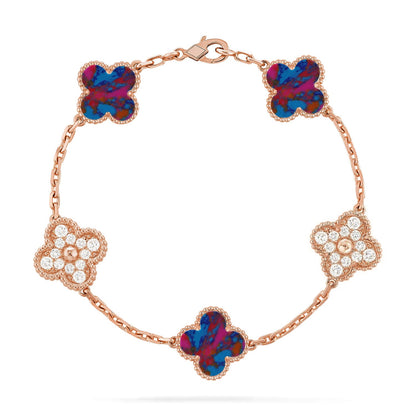 [Luxe]CLOVER 5 MOTIF COLOR GEMSTONES BRACELET COLLECTION