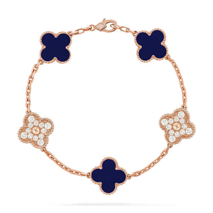 [Luxe]CLOVER 5 MOTIF LAPIS LAZULI BRACELET COLLECTION