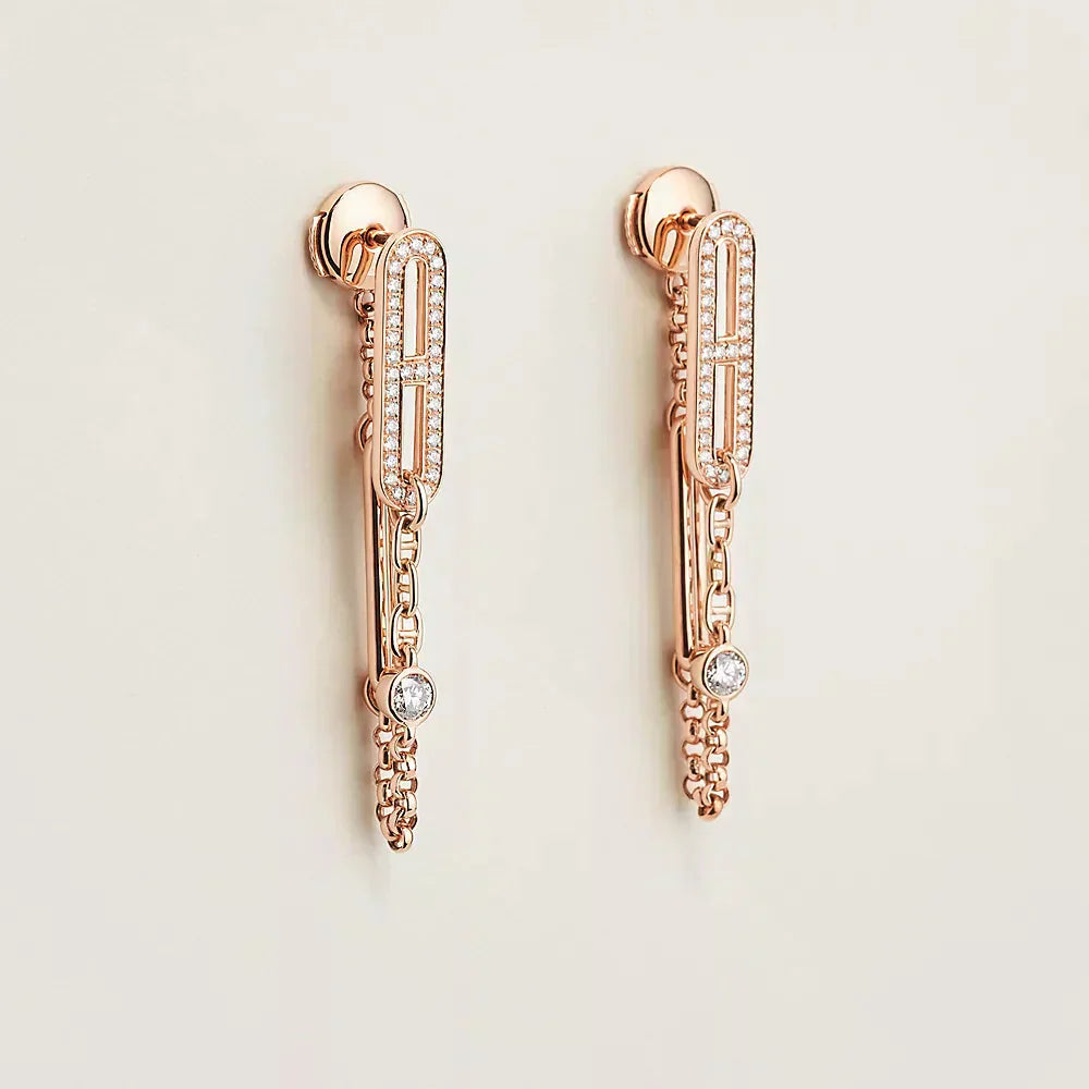 [Luxe]Boucles d'oreilles pendantes en diamants Chaine Chaos