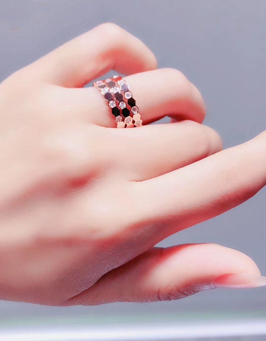 [Luxe]BAGUE BEE LOVE OR ROSE DIAMANT