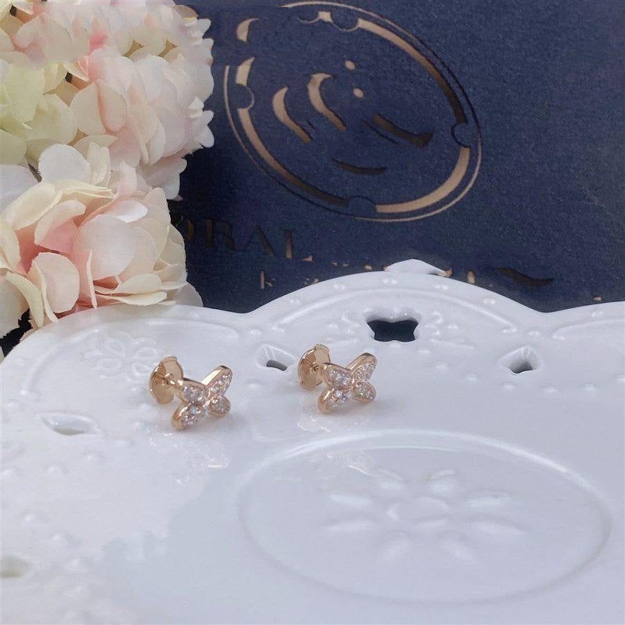 [Luxe]Boucles d'oreilles Jeux de diamants en or rose