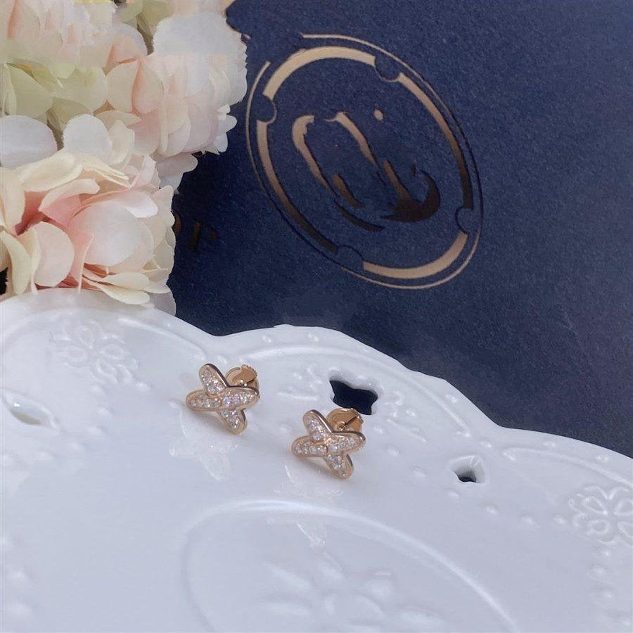 [Luxe]Boucles d'oreilles Jeux de diamants en or rose