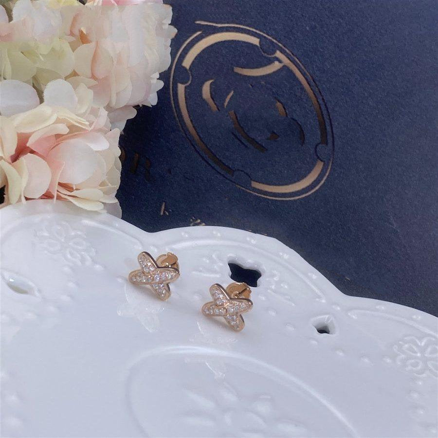 [Luxe]Boucles d'oreilles Jeux de diamants en or rose