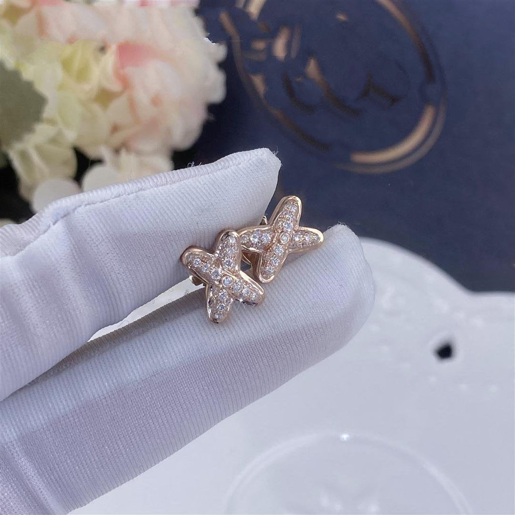 [Luxe]Boucles d'oreilles Jeux de diamants en or rose