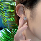 [Luxe]JEUX DE BOUCLES D'OREILLES DIAMANT ARGENT