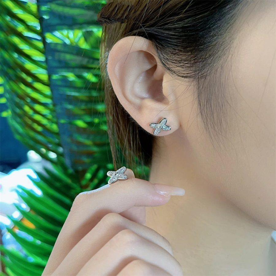 [Luxe]JEUX DE BOUCLES D'OREILLES DIAMANT ARGENT