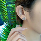 [Luxe]JEUX DE BOUCLES D'OREILLES DIAMANT ARGENT