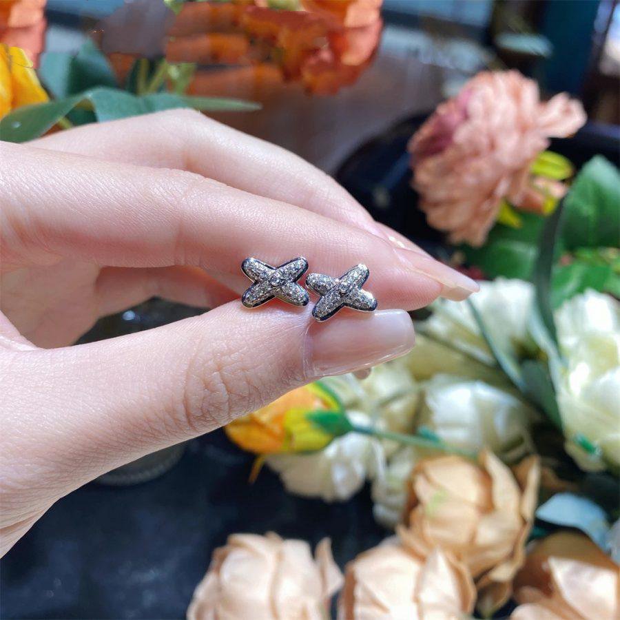 [Luxe]JEUX DE BOUCLES D'OREILLES DIAMANT ARGENT