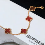 [Luxe] CLOVER 5 MOTIF RED CORNELIAN BRACELET COLLECTION