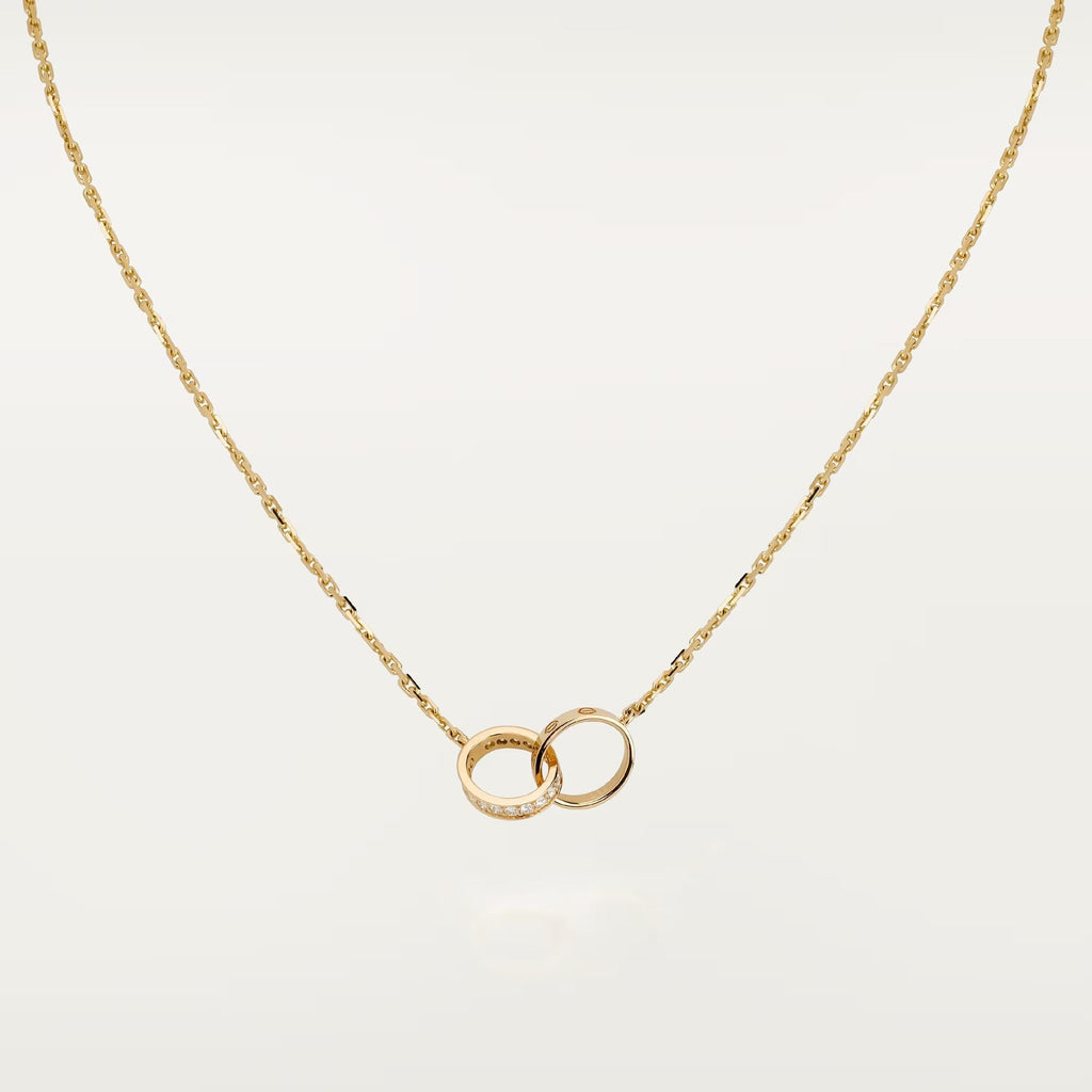 [Luxe Jewelry]LOVE DOUBLE RING HALF DIAMOND NECKLACE