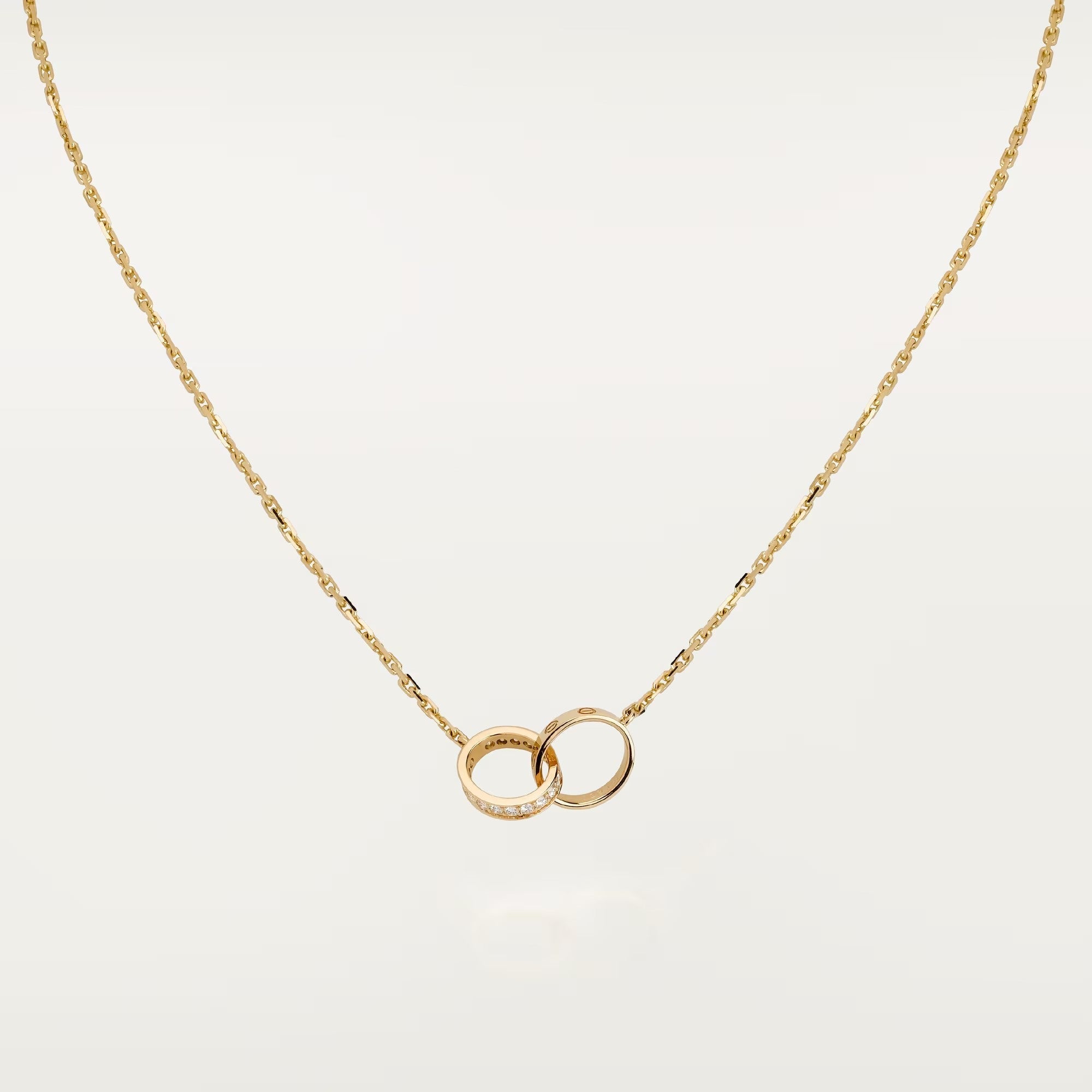 [Luxe Jewelry]LOVE DOUBLE RING HALF DIAMOND NECKLACE