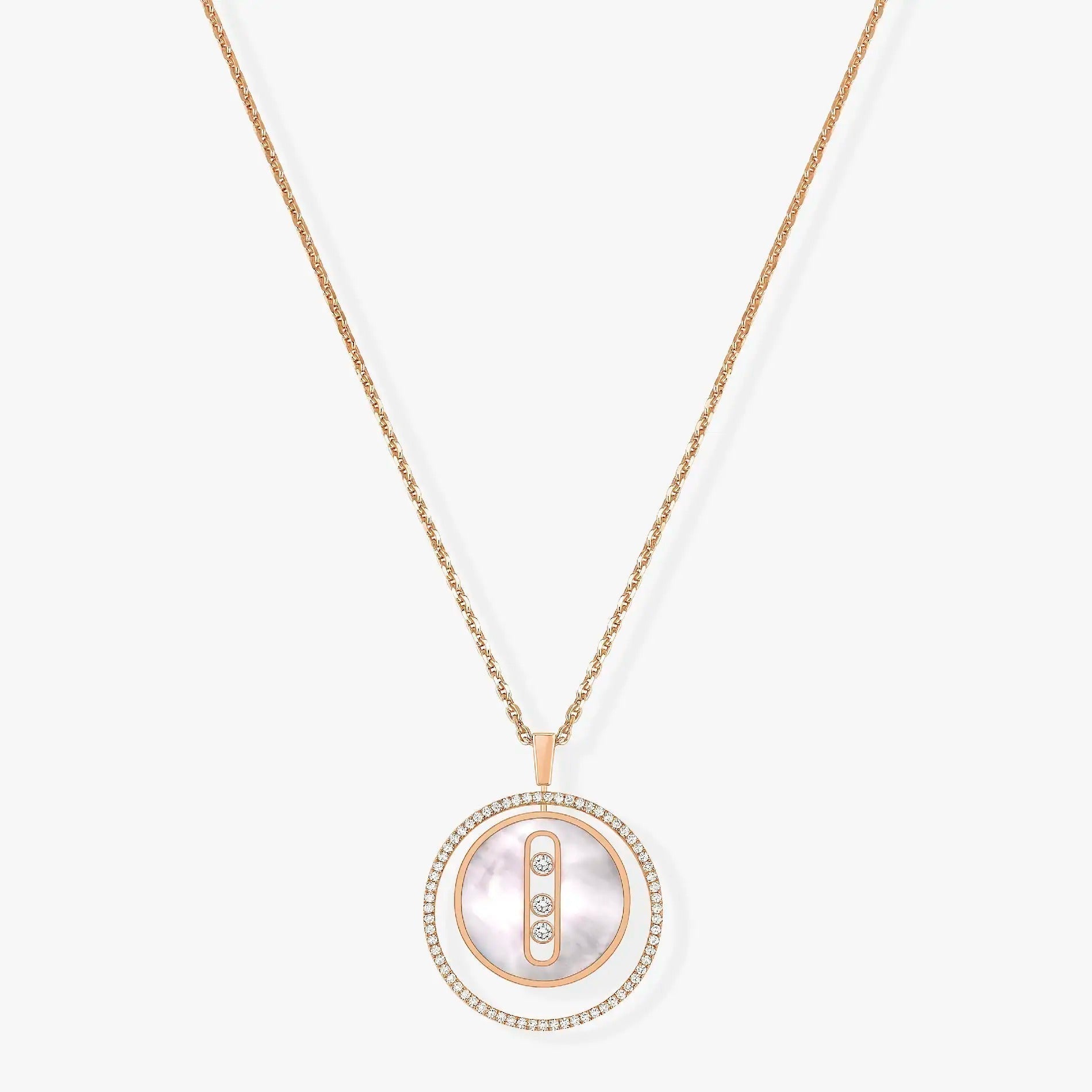 [LUXE]LUCKY MOVE MM NACRE BLANCHE DIAMOND NECKLACE