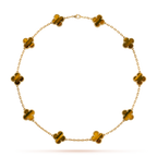[Luxe]CLOVER 10 MOTIFS TIGER EYE NECKLACE
