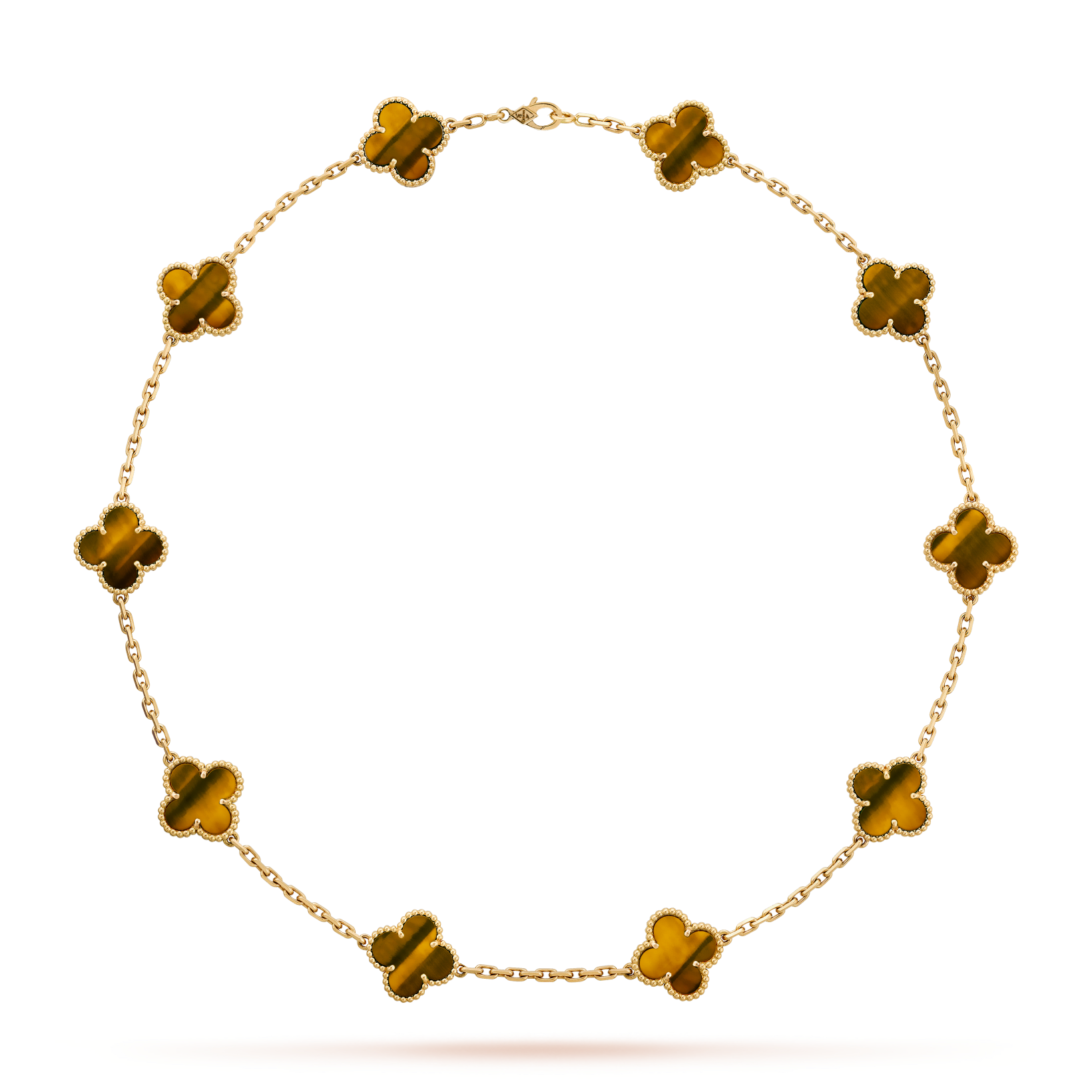 [Luxe]CLOVER 10 MOTIFS TIGER EYE NECKLACE
