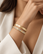 [LUXE] LOVE  Classic & Diamond-Paved Bracelet Stack Set