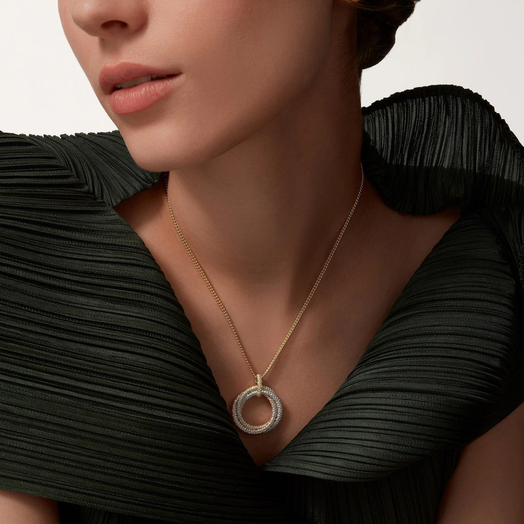 [Luxe Jewelry]TRINITY LARGE FULL DIAMOND  NECKLACE