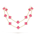 [LUXE]Clover Pink Enamel Necklace & Earring Jewelry Set
